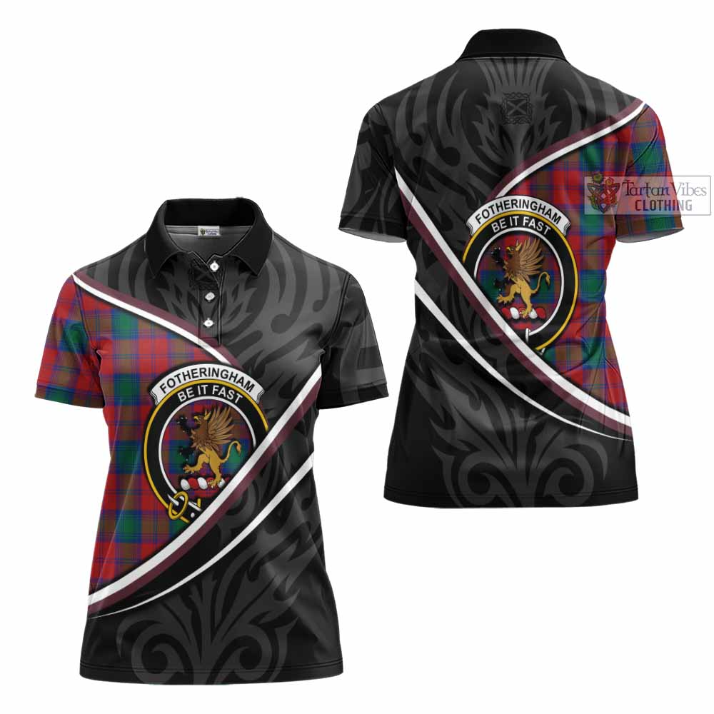 Fotheringham (Fotheringhame) Tartan Family Crest Women's Polo Shirt Celtic Scottish Thistle Floral - Tartan Vibes Clothing