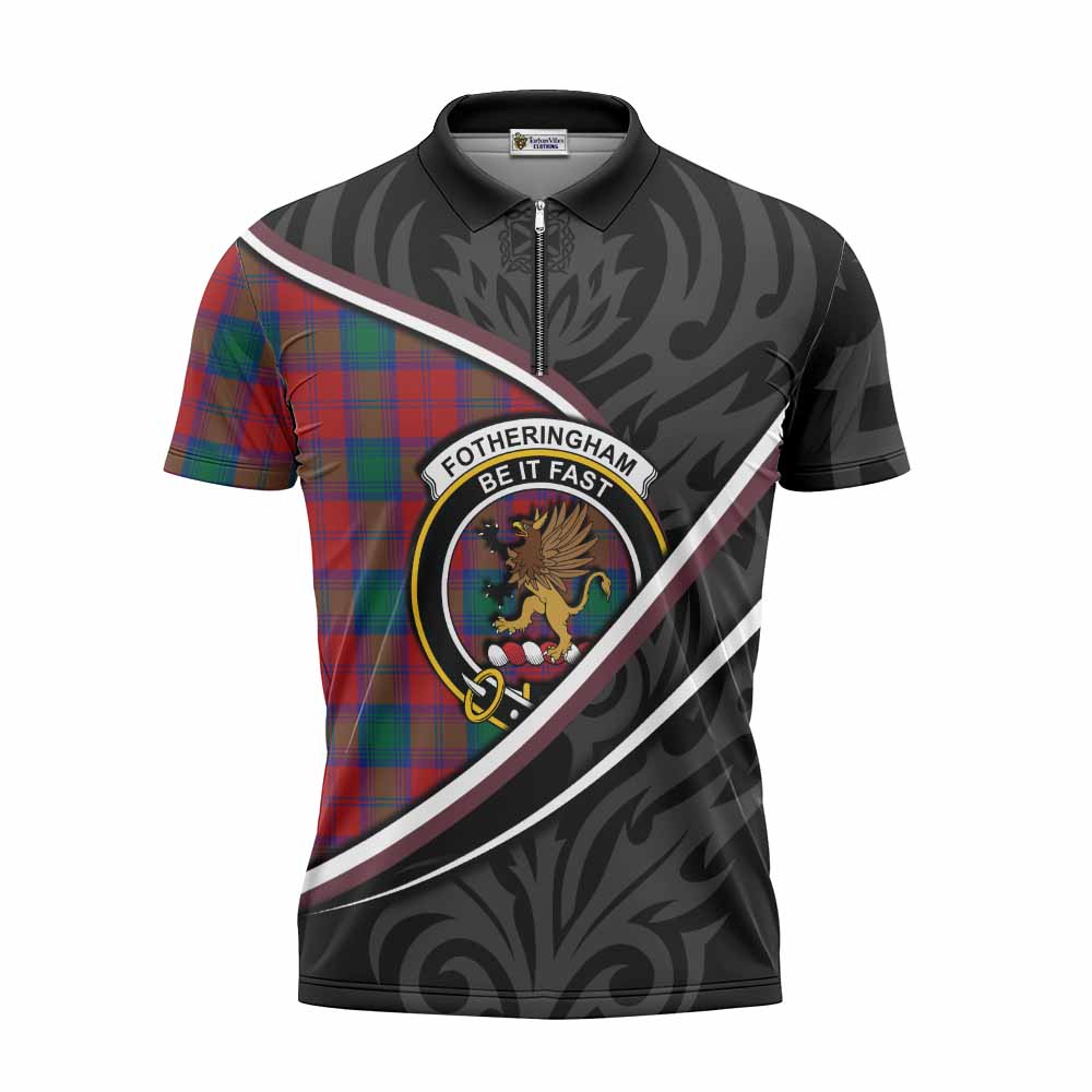 Fotheringham (Fotheringhame) Tartan Family Crest Zipper Polo Shirt Celtic Scottish Thistle Floral - Tartan Vibes Clothing