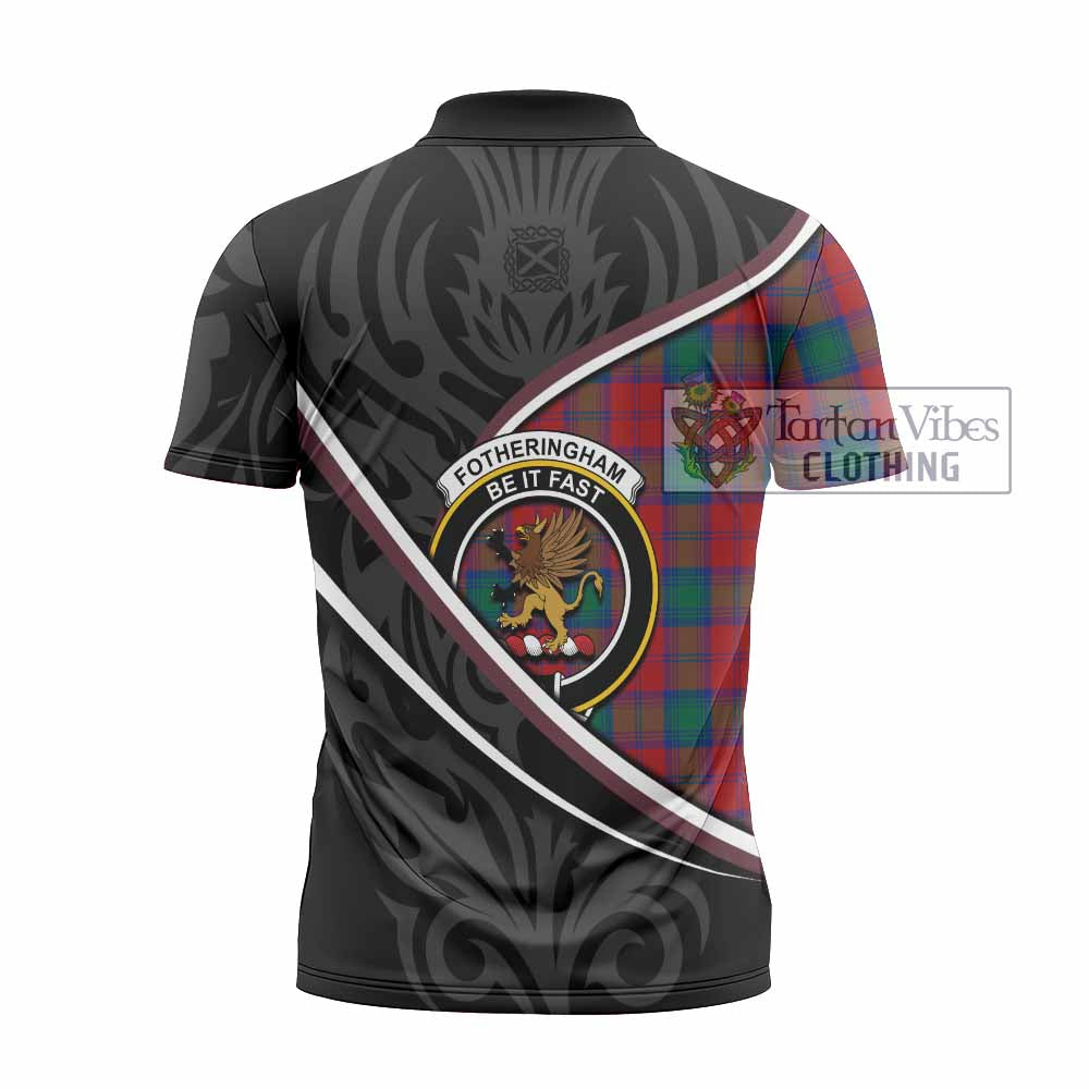 Fotheringham (Fotheringhame) Tartan Family Crest Zipper Polo Shirt Celtic Scottish Thistle Floral - Tartan Vibes Clothing