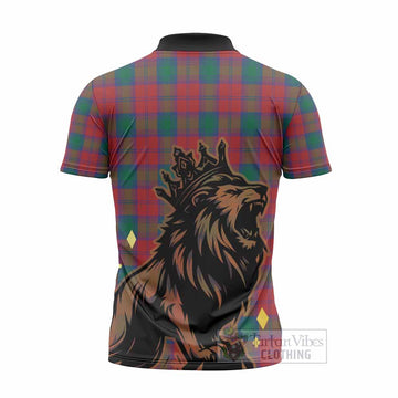 Fotheringham (Fotheringhame) Tartan Family Crest Zipper Polo Shirt Crowned Lion Roaring