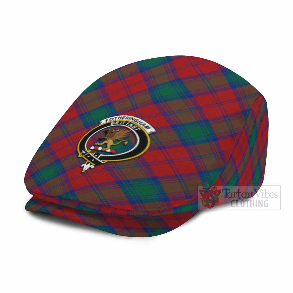 Fotheringham (Fotheringhame) Tartan Flat Cap, Jeff Cap Cross Style with Family Crest - Tartan Vibes Clothing