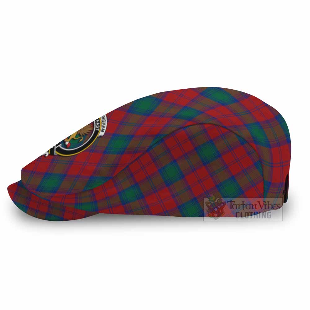 Fotheringham (Fotheringhame) Tartan Flat Cap, Jeff Cap Cross Style with Family Crest - Tartan Vibes Clothing