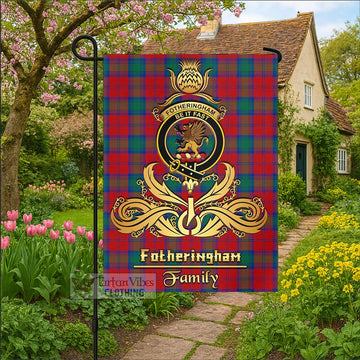 Fotheringham (Fotheringhame) Tartan Garden Flag with Highland Thistle Cherish Family Crest Style