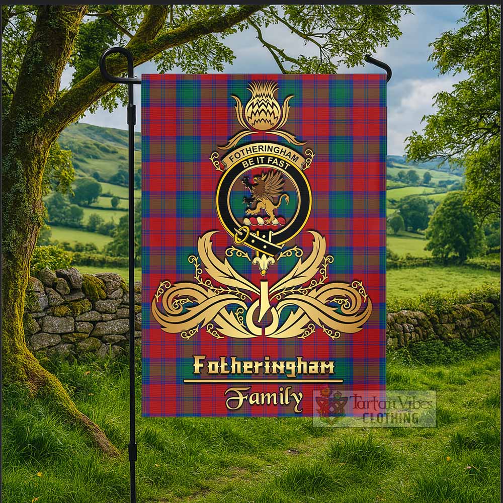 Fotheringham (Fotheringhame) Tartan Garden Flag with Highland Thistle Cherish Family Crest Style - Tartan Vibes Clothing