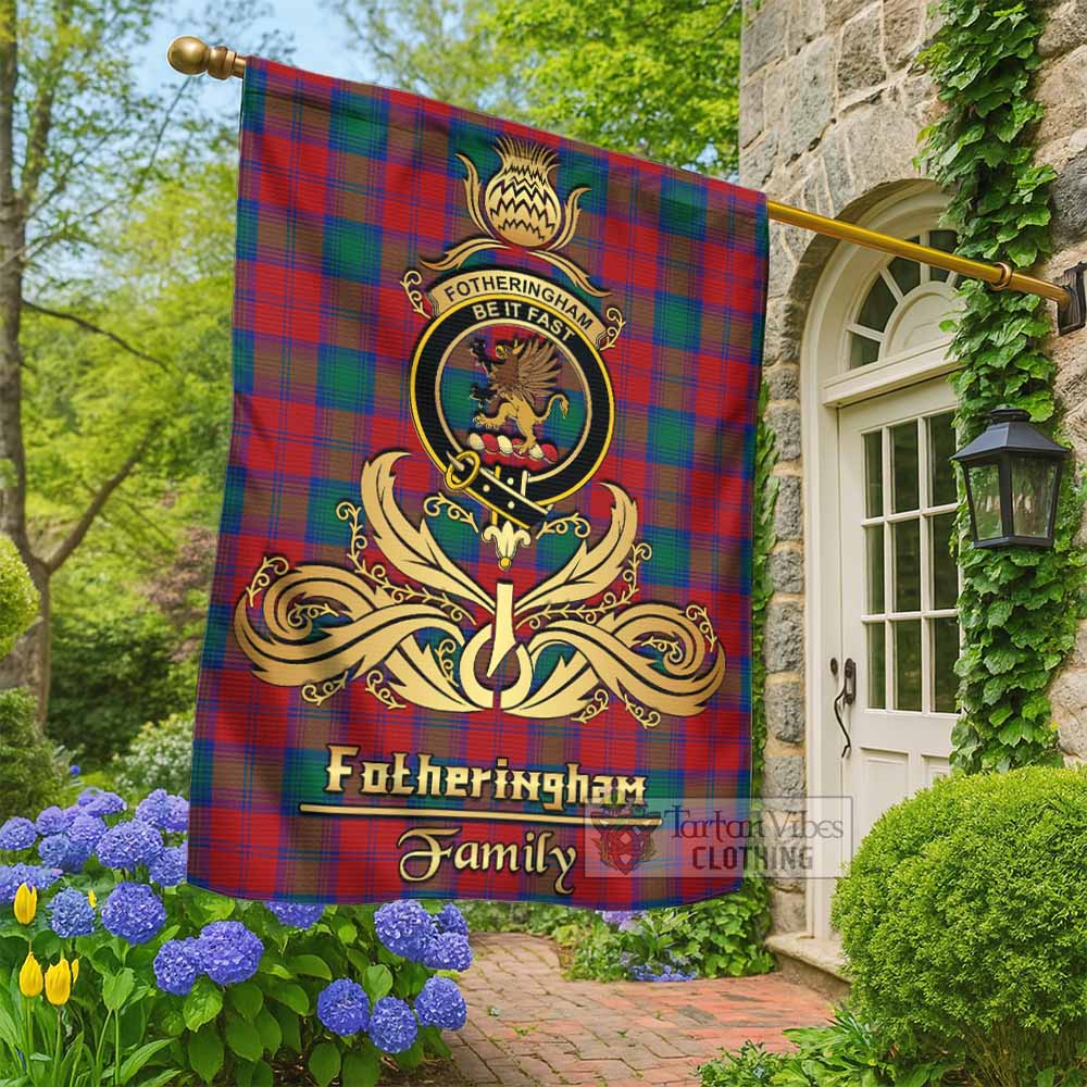 Fotheringham (Fotheringhame) Tartan Garden Flag with Highland Thistle Cherish Family Crest Style - Tartan Vibes Clothing