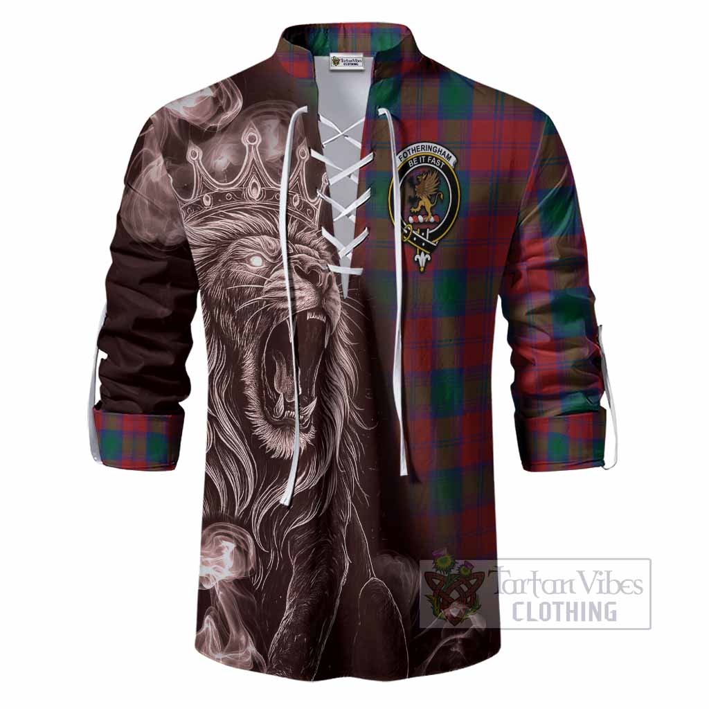 Fotheringham (Fotheringhame) Tartan Ghillie Shirt Roaring Lion Heritage