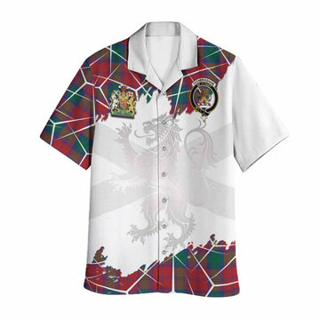 Fotheringham (Fotheringhame) Tartan Hawaiian Shirt with Family Crest and Lion Rampant Grunge Style