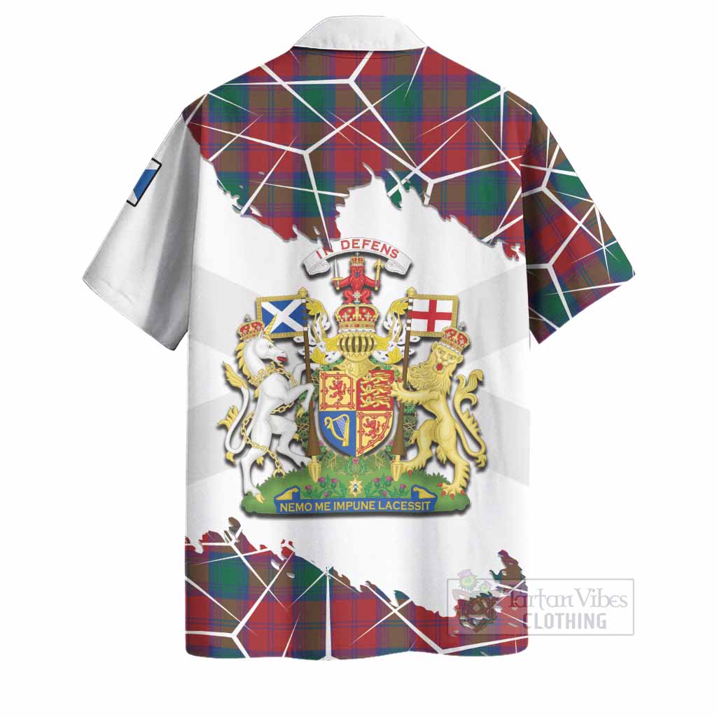 Fotheringham (Fotheringhame) Tartan Hawaiian Shirt with Family Crest and Lion Rampant Grunge Style