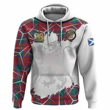 Fotheringham (Fotheringhame) Tartan Hoodie with Family Crest and Lion Rampant Grunge Style