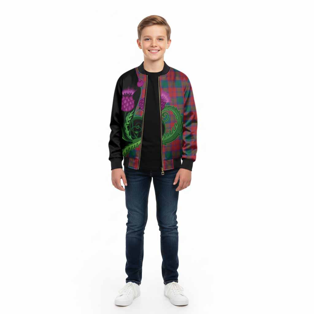 Fotheringham (Fotheringhame) Tartan Kid Bomber Jacket Traditional Scottish Thistle