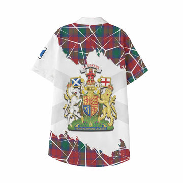 Fotheringham (Fotheringhame) Tartan Kid Hawaiian Shirt with Family Crest and Lion Rampant Grunge Style