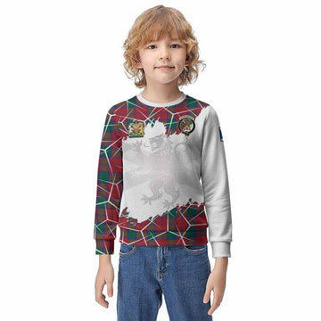 Fotheringham (Fotheringhame) Tartan Kid Knitted Sweatshirt with Family Crest and Lion Rampant Grunge Style