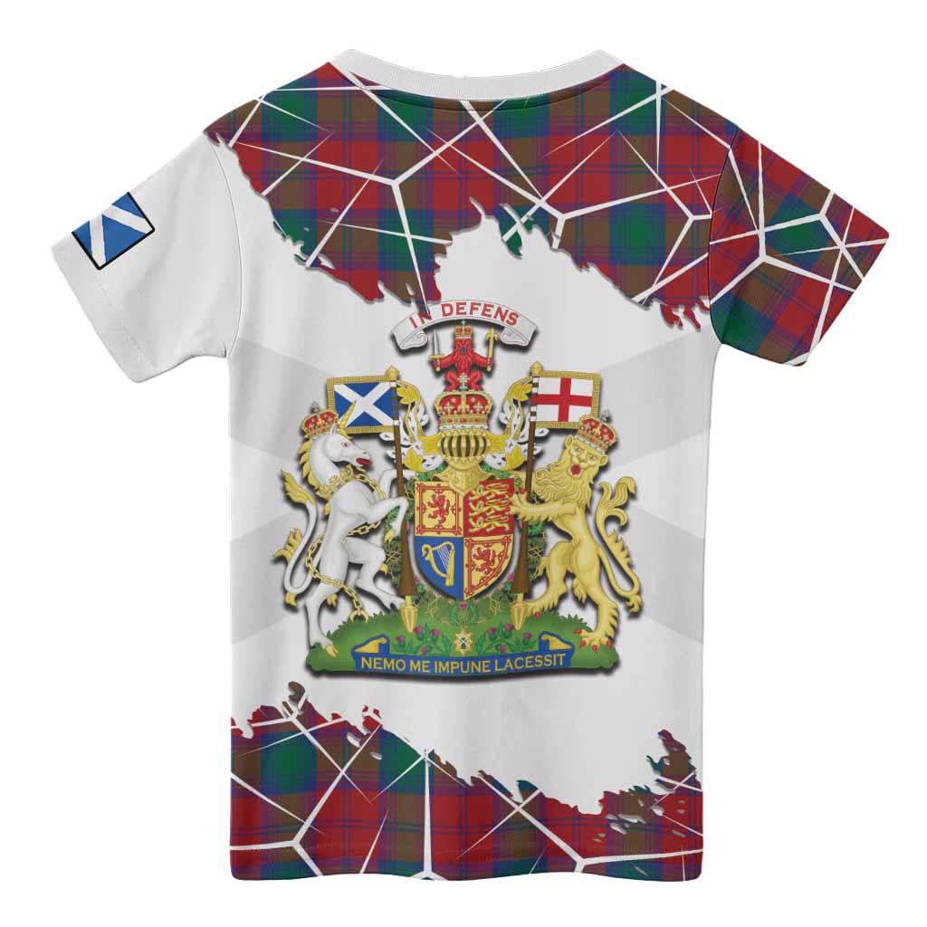 Fotheringham (Fotheringhame) Tartan Kid T-shirt with Family Crest and Lion Rampant Grunge Style