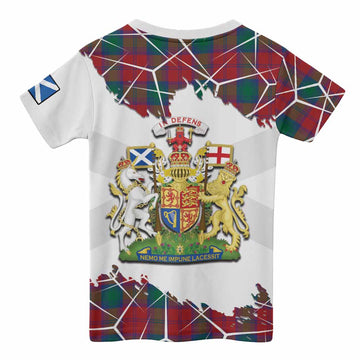 Fotheringham (Fotheringhame) Tartan Kid T-shirt with Family Crest and Lion Rampant Grunge Style