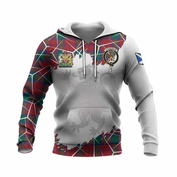 Fotheringham (Fotheringhame) Tartan Knitted Hoodie with Family Crest and Lion Rampant Grunge Style