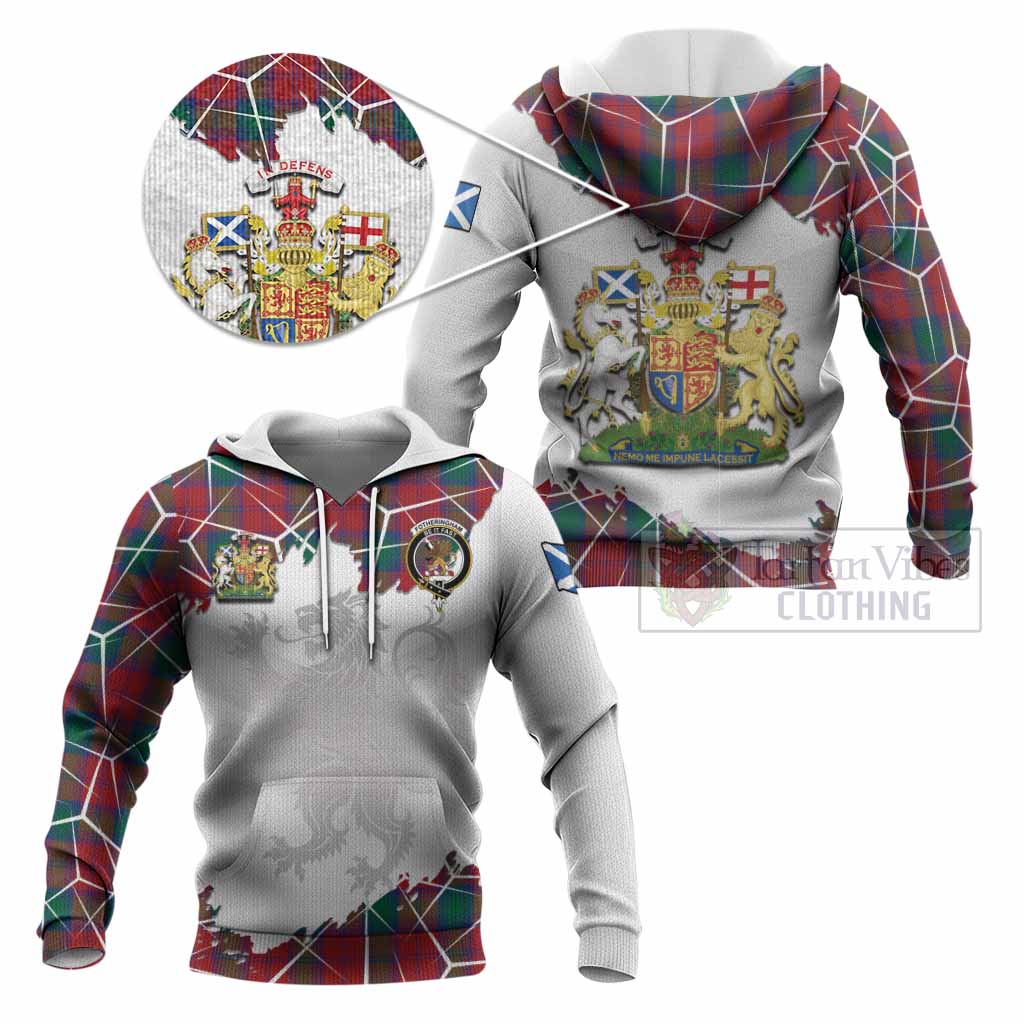 Fotheringham (Fotheringhame) Tartan Knitted Hoodie with Family Crest and Lion Rampant Grunge Style