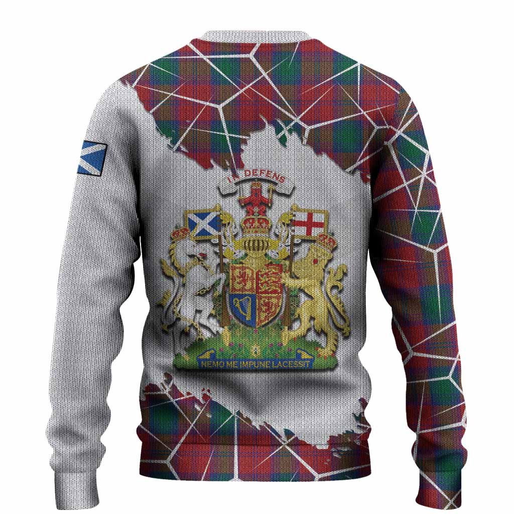 Fotheringham (Fotheringhame) Tartan Knitted Sweater with Family Crest and Lion Rampant Grunge Style