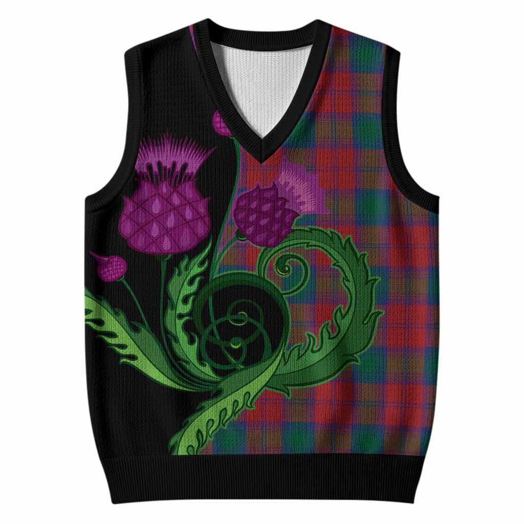 Fotheringham (Fotheringhame) Tartan Knitted V-Neck Vest Traditional Scottish Thistle