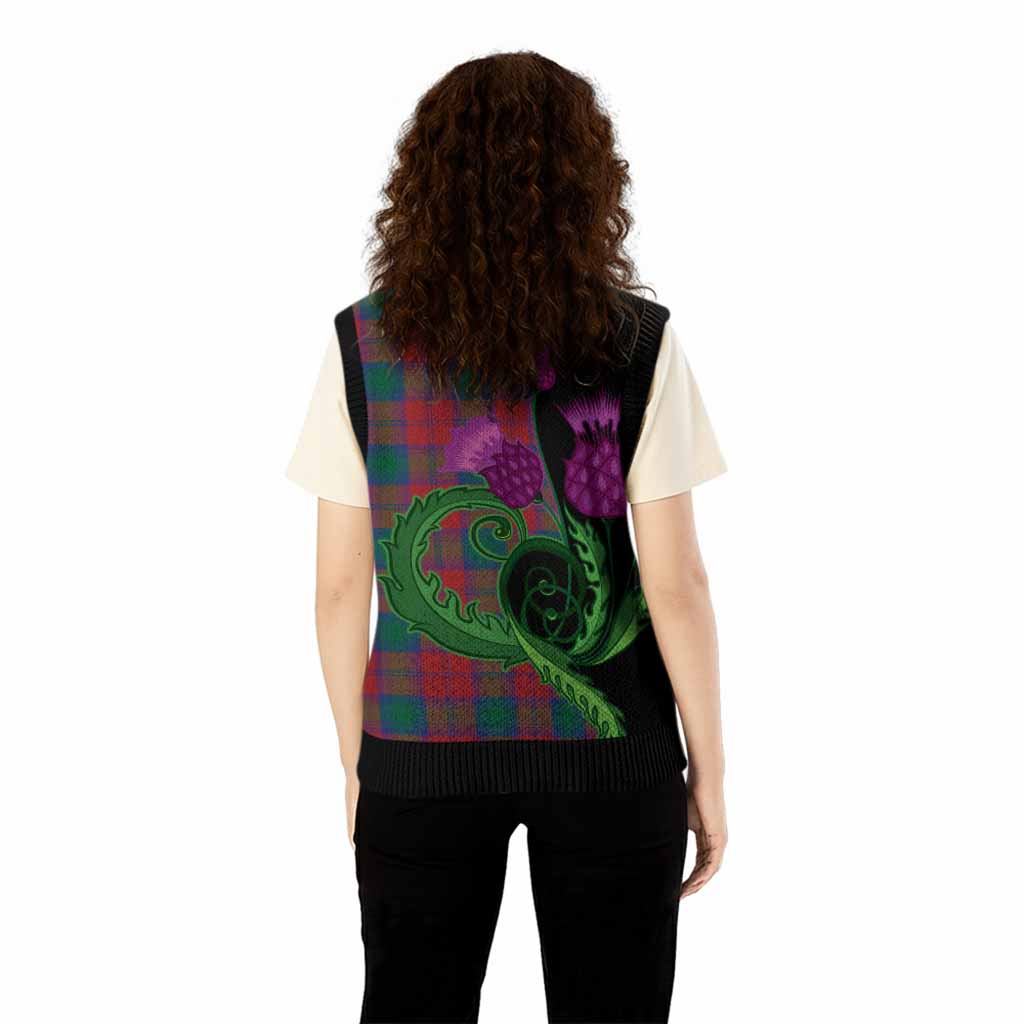 Fotheringham (Fotheringhame) Tartan Knitted V-Neck Vest Traditional Scottish Thistle
