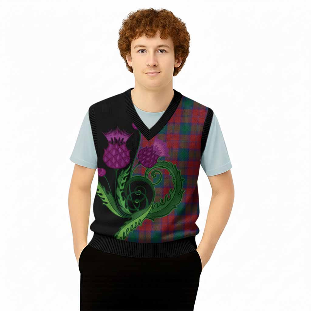 Fotheringham (Fotheringhame) Tartan Knitted V-Neck Vest Traditional Scottish Thistle