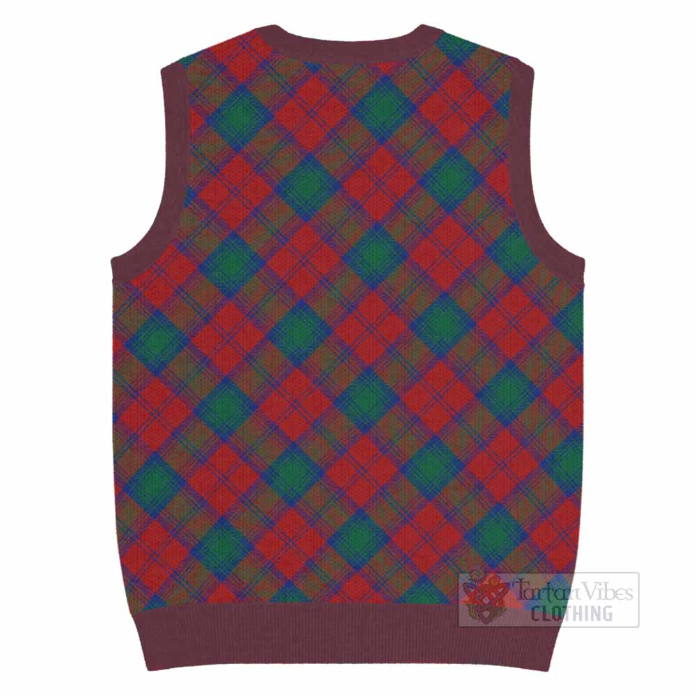 Fotheringham (Fotheringhame) Tartan Knitted V-Neck Vest with Family Crest Cross Style