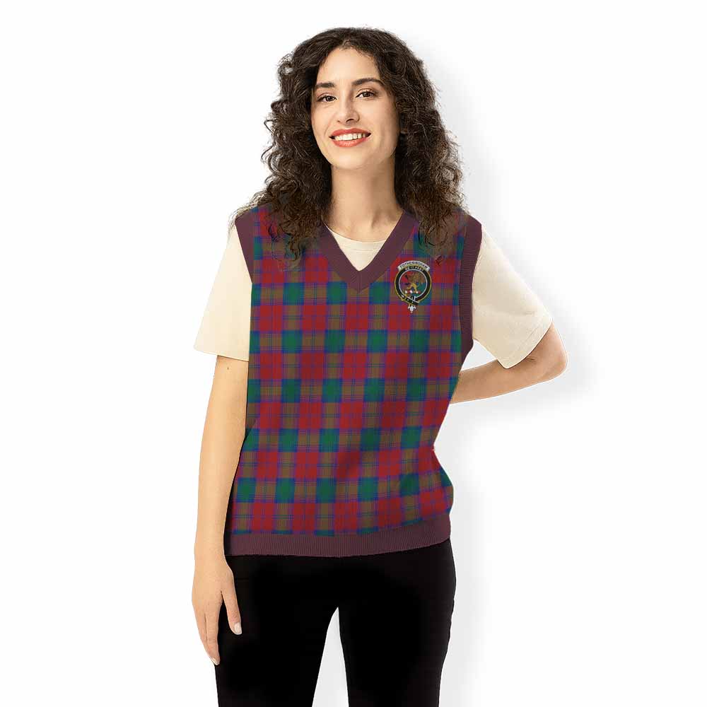 Fotheringham (Fotheringhame) Tartan Knitted V-Neck Vest with Family Crest - Tartan Vibes Clothing