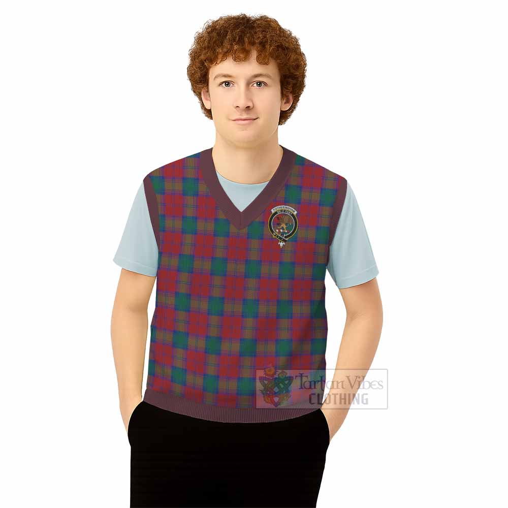 Fotheringham (Fotheringhame) Tartan Knitted V-Neck Vest with Family Crest - Tartan Vibes Clothing