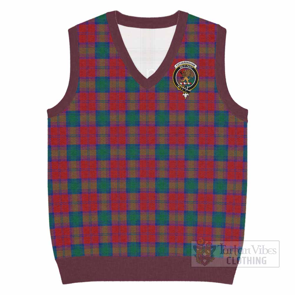 Fotheringham (Fotheringhame) Tartan Knitted V-Neck Vest with Family Crest - Tartan Vibes Clothing