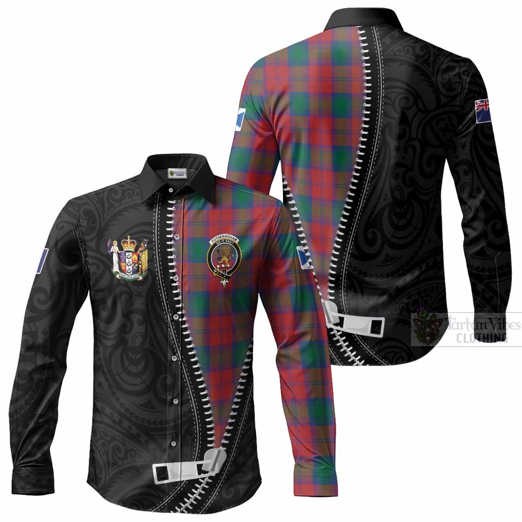 Fotheringham (Fotheringhame) Tartan Long Sleeve Button Shirts New Zealand Pattern Unique Zipper Stylized