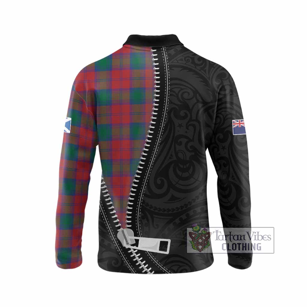 Fotheringham (Fotheringhame) Tartan Long Sleeve Polo Shirt New Zealand Pattern Unique Zipper Stylized