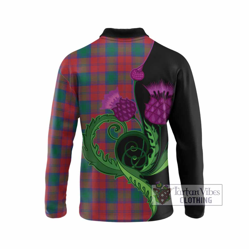 Fotheringham (Fotheringhame) Tartan Long Sleeve Polo Shirt Traditional Scottish Thistle