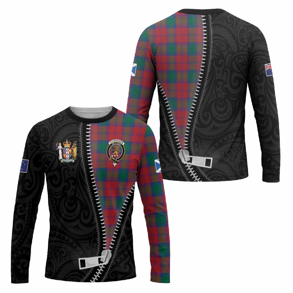 Fotheringham (Fotheringhame) Tartan Long Sleeve T-Shirt New Zealand Pattern Unique Zipper Stylized