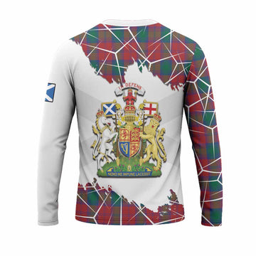 Fotheringham (Fotheringhame) Tartan Long Sleeve T-Shirt with Family Crest and Lion Rampant Grunge Style