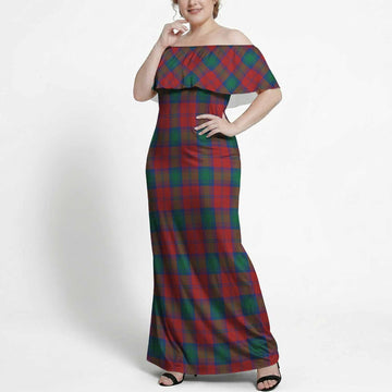 Fotheringham (Fotheringhame) Tartan Off Shoulder Ruffle Maxi Dress