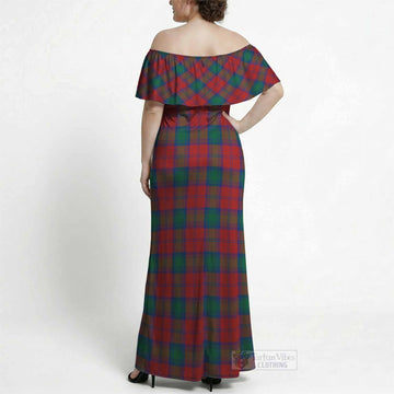 Fotheringham (Fotheringhame) Tartan Off Shoulder Ruffle Maxi Dress