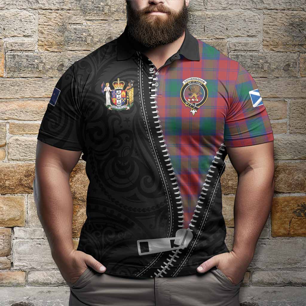 Fotheringham (Fotheringhame) Tartan Polo Shirt New Zealand Pattern Unique Zipper Stylized