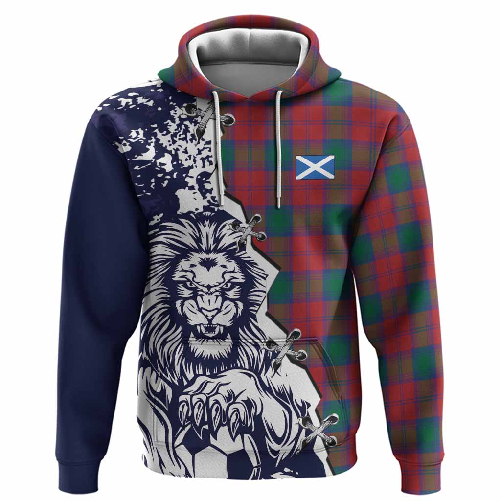 Fotheringham (Fotheringhame) Tartan Scottish Hoodie Angry Lion With Soccer Ball Style