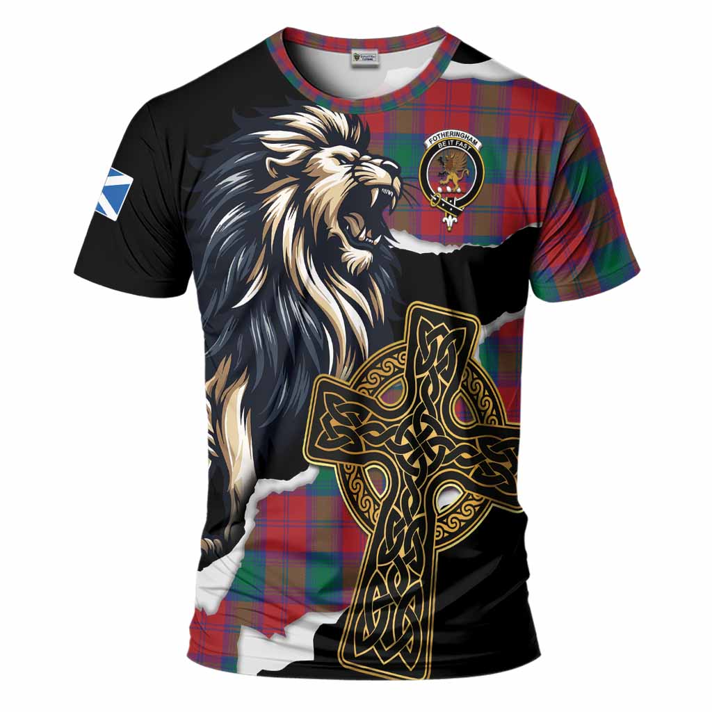 Fotheringham (Fotheringhame) Tartan Scottish T-Shirt Lion Celtic Heritage