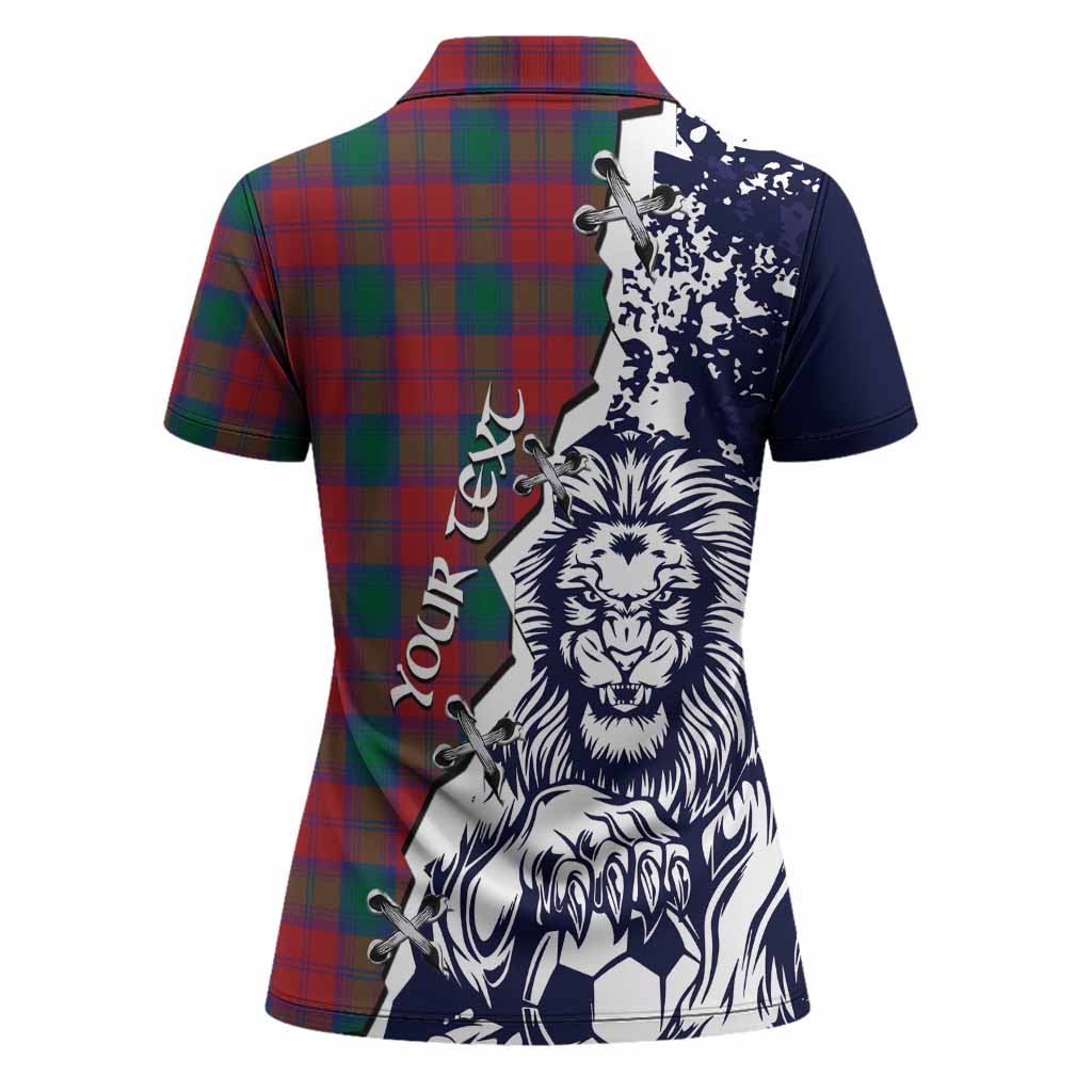 Fotheringham (Fotheringhame) Tartan Scottish Women Polo Shirt Angry Lion With Soccer Ball Style