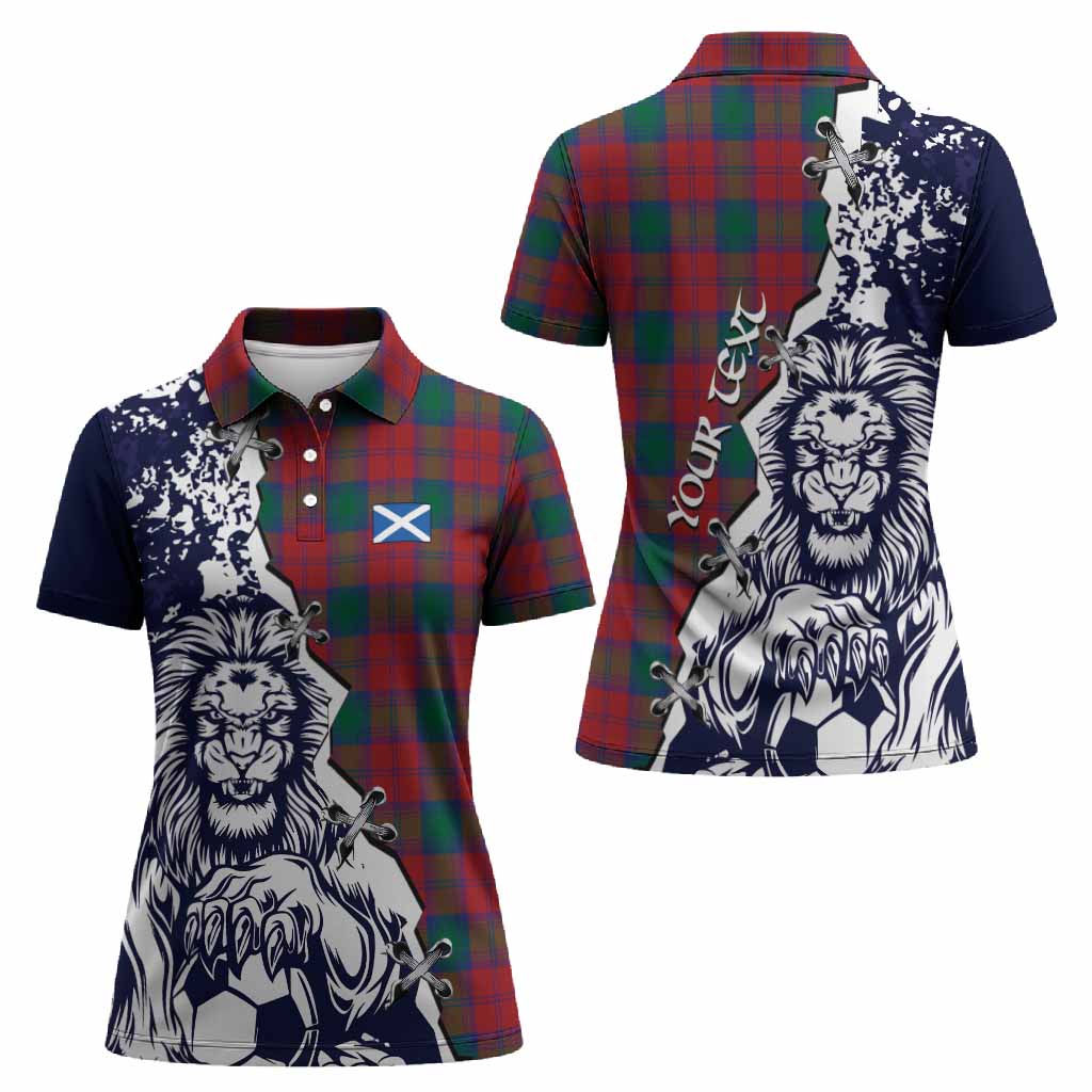 Fotheringham (Fotheringhame) Tartan Scottish Women Polo Shirt Angry Lion With Soccer Ball Style