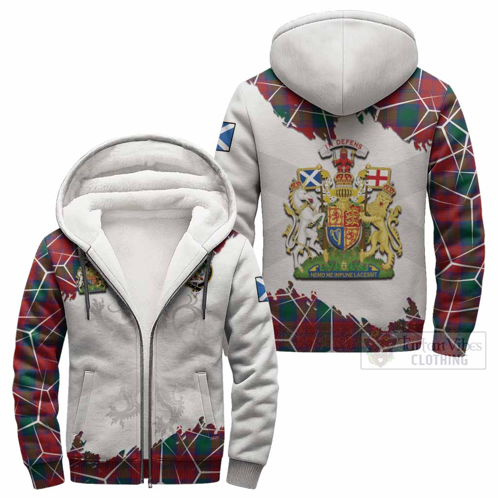 Fotheringham (Fotheringhame) Tartan Sherpa Hoodie with Family Crest and Lion Rampant Grunge Style