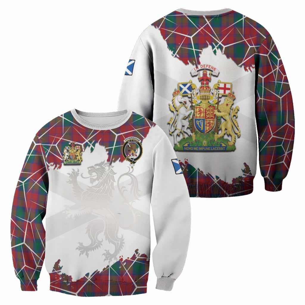 Fotheringham (Fotheringhame) Tartan Sweatshirt with Family Crest and Lion Rampant Grunge Style