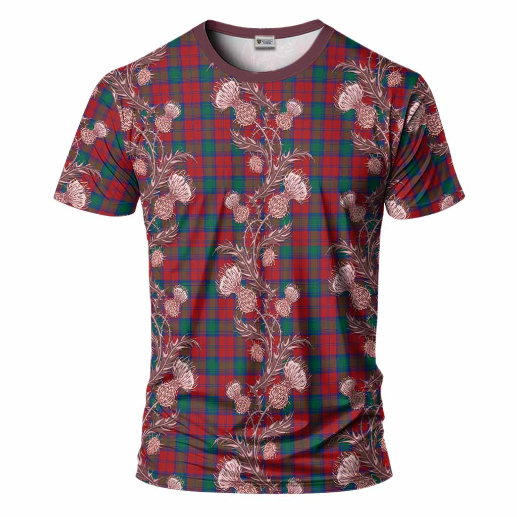 Fotheringham (Fotheringhame) Tartan T-Shirt Seamless Scottish Thistle Flowers