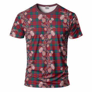 Fotheringham (Fotheringhame) Tartan T-Shirt Seamless Scottish Thistle Flowers