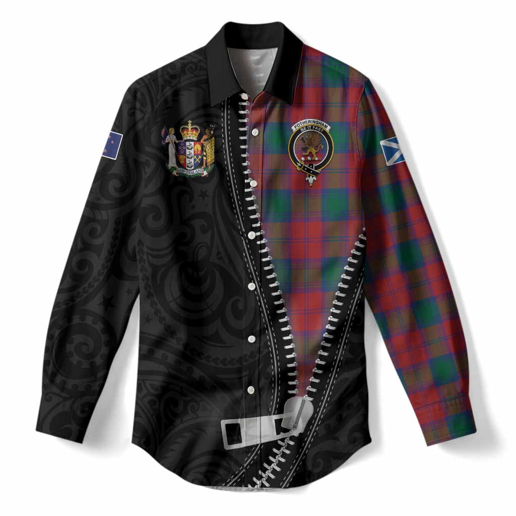 Fotheringham (Fotheringhame) Tartan Women Casual Shirt New Zealand Pattern Unique Zipper Stylized