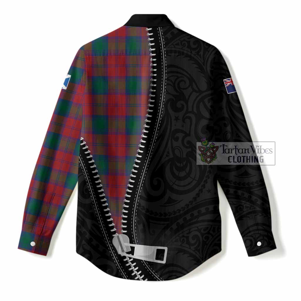 Fotheringham (Fotheringhame) Tartan Women Casual Shirt New Zealand Pattern Unique Zipper Stylized