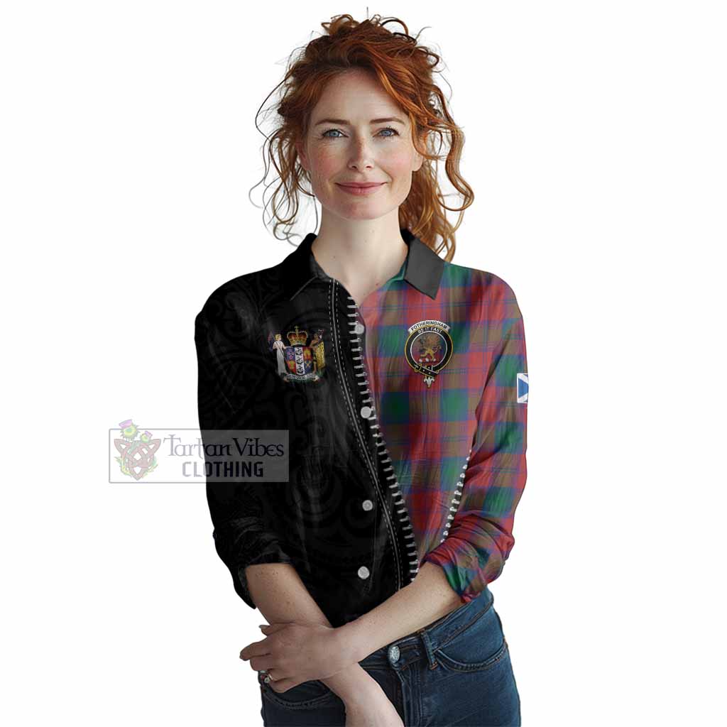 Fotheringham (Fotheringhame) Tartan Women Casual Shirt New Zealand Pattern Unique Zipper Stylized