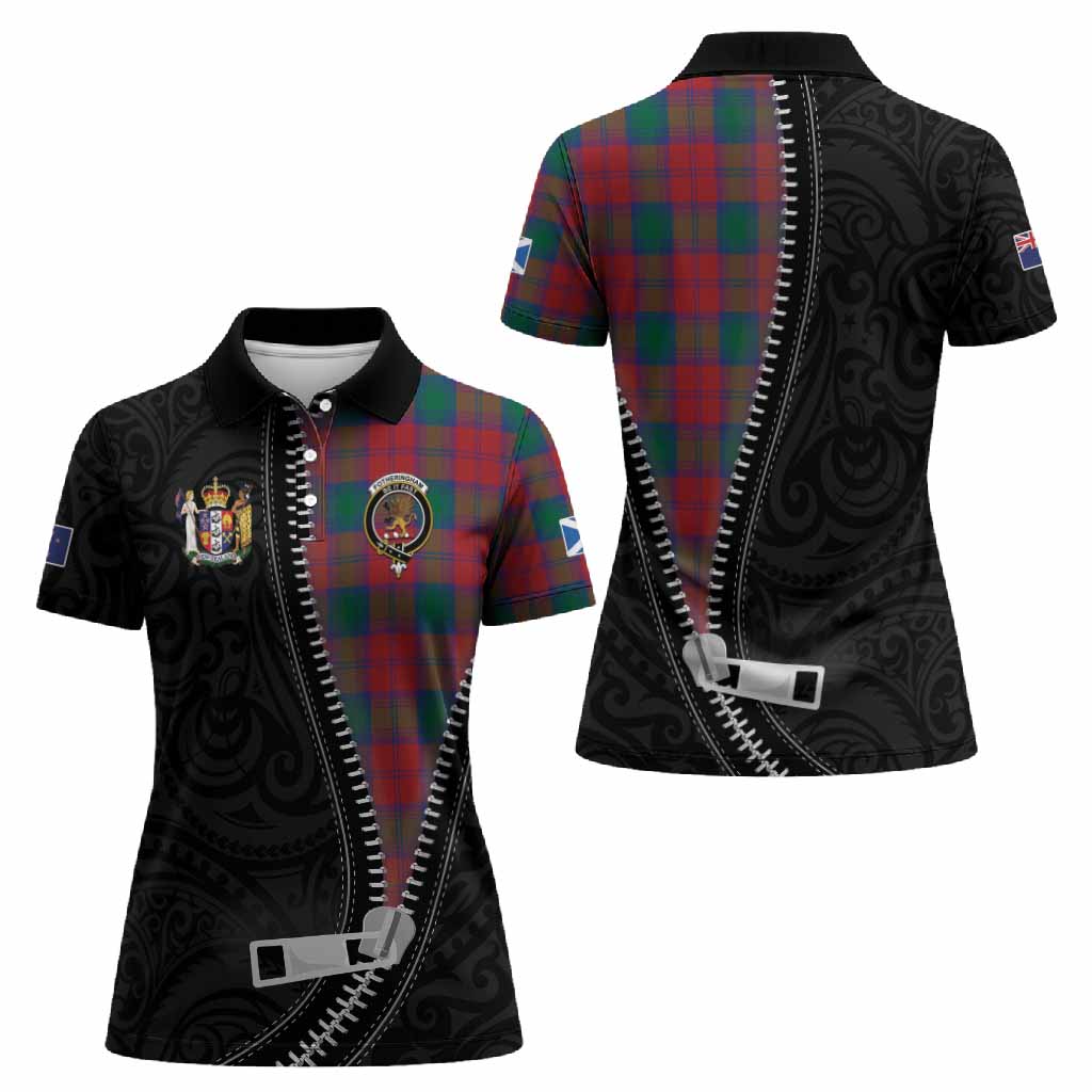 Fotheringham (Fotheringhame) Tartan Women Polo Shirt New Zealand Pattern Unique Zipper Stylized