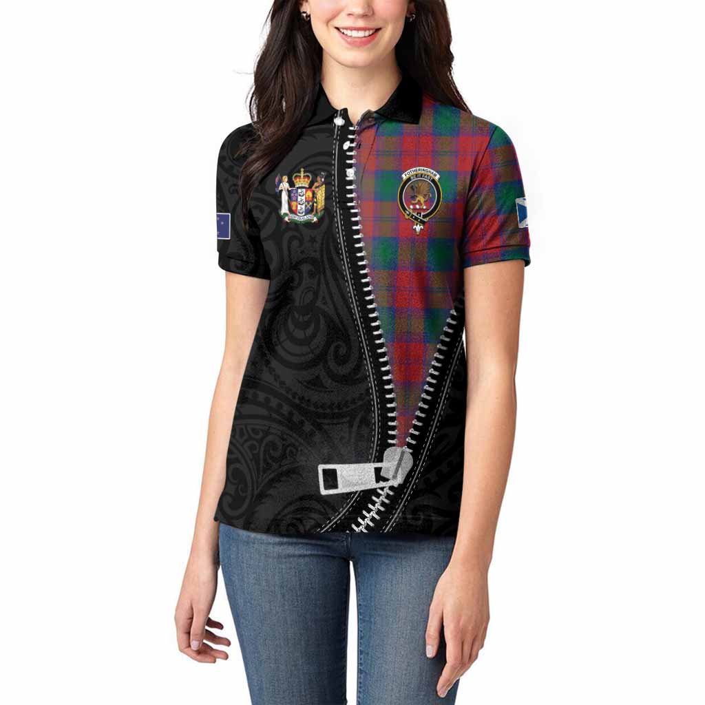Fotheringham (Fotheringhame) Tartan Women Polo Shirt New Zealand Pattern Unique Zipper Stylized