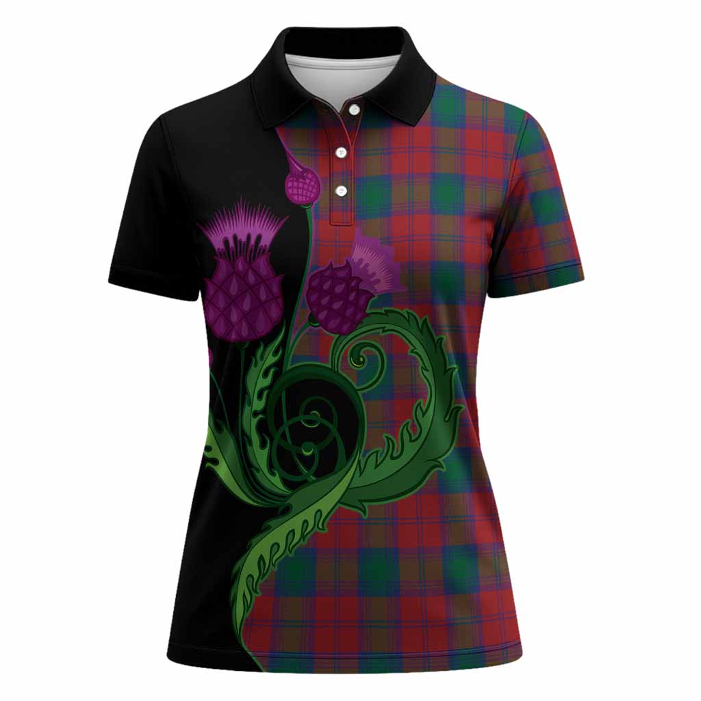 Fotheringham (Fotheringhame) Tartan Women Polo Shirt Traditional Scottish Thistle